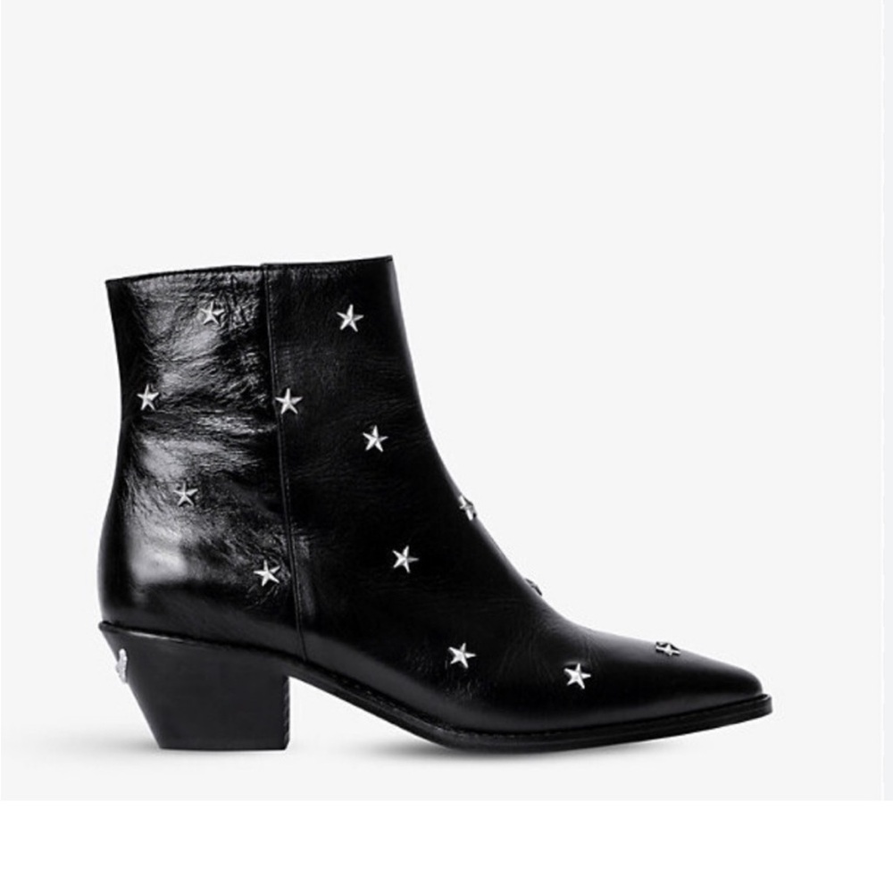 Zadig & Voltaire Noir Tyler Star Studded Bootie size 38 New w/o box